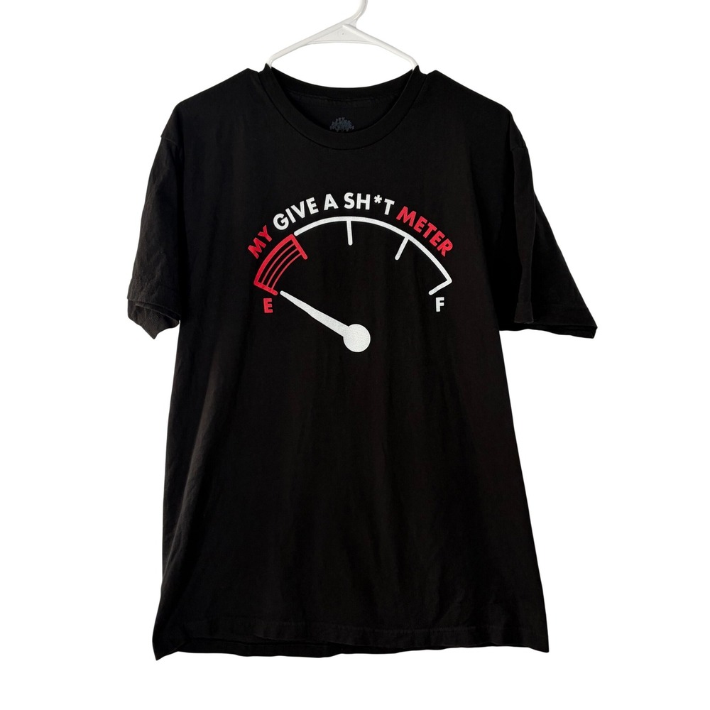 My Give A Sh*t Meter T-Shirt Mens Large‎ Black Funny Graphic Tee Humor Gift